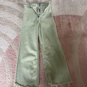 GREEN WIDE LEG PANTS